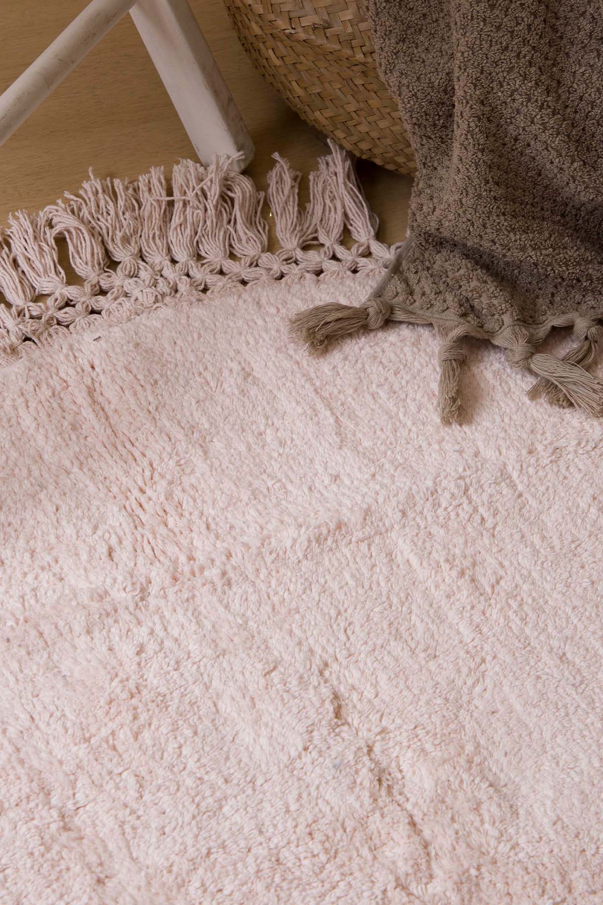 Irya-Lora Yuvarlak Banyo Paspası %100 Pamuk 90x90 Pembe-Paspas-4-Milagron.com