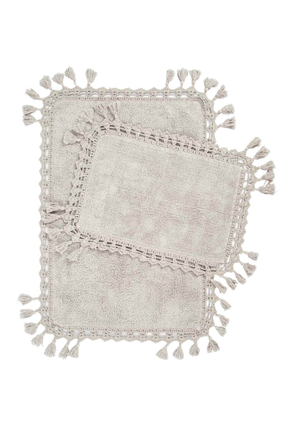 Irya-Lorna 2’li Takım Banyo Paspası %100 Pamuk 40x60 + 60x90 Gri-Paspas-2-Milagron.com