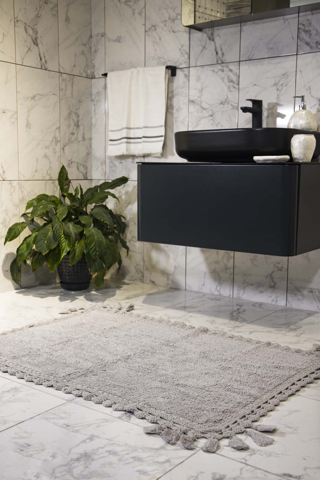 Irya-Lorna 2’li Takım Banyo Paspası %100 Pamuk 40x60 + 60x90 Gri-Paspas-3-Milagron.com