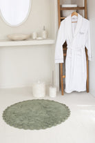 Irya-Luna Yuvarlak Banyo Paspası %100 Pamuk 90x90 Haki-Paspas-2-Milagron.com