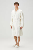 İRYA-Marble %100 Pamuk Erkek Bornoz Ekru-Bornoz-1-Milagron.com
