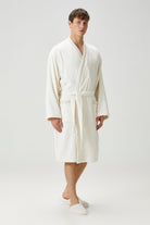 İRYA-Marble %100 Pamuk Erkek Bornoz Ekru-Bornoz-2-Milagron.com