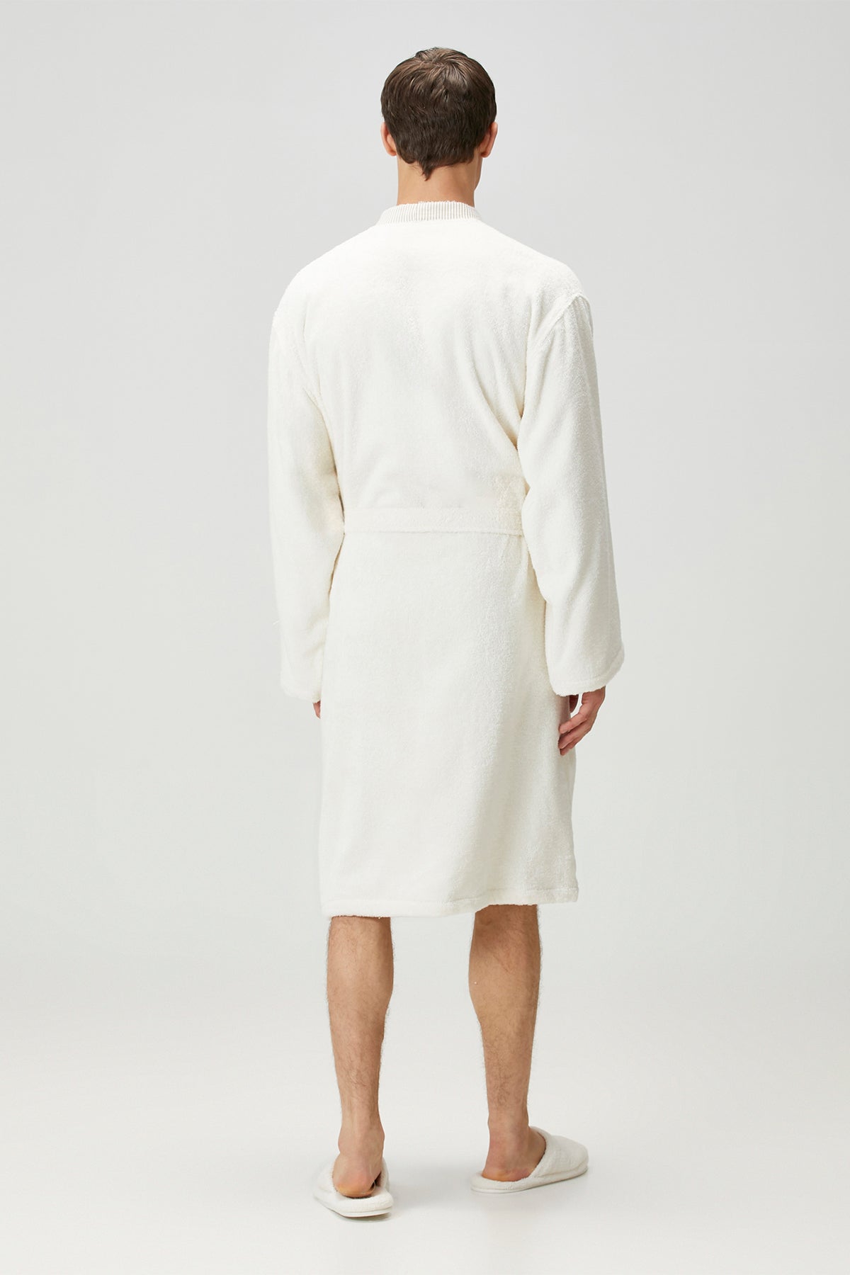 İRYA-Marble %100 Pamuk Erkek Bornoz Ekru-Bornoz-3-Milagron.com