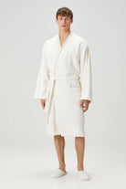 İRYA-Marble %100 Pamuk Erkek Bornoz Ekru-Bornoz-6-Milagron.com
