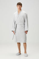 İRYA-Marble %100 Pamuk Erkek Bornoz Gri-Bornoz-1-Milagron.com