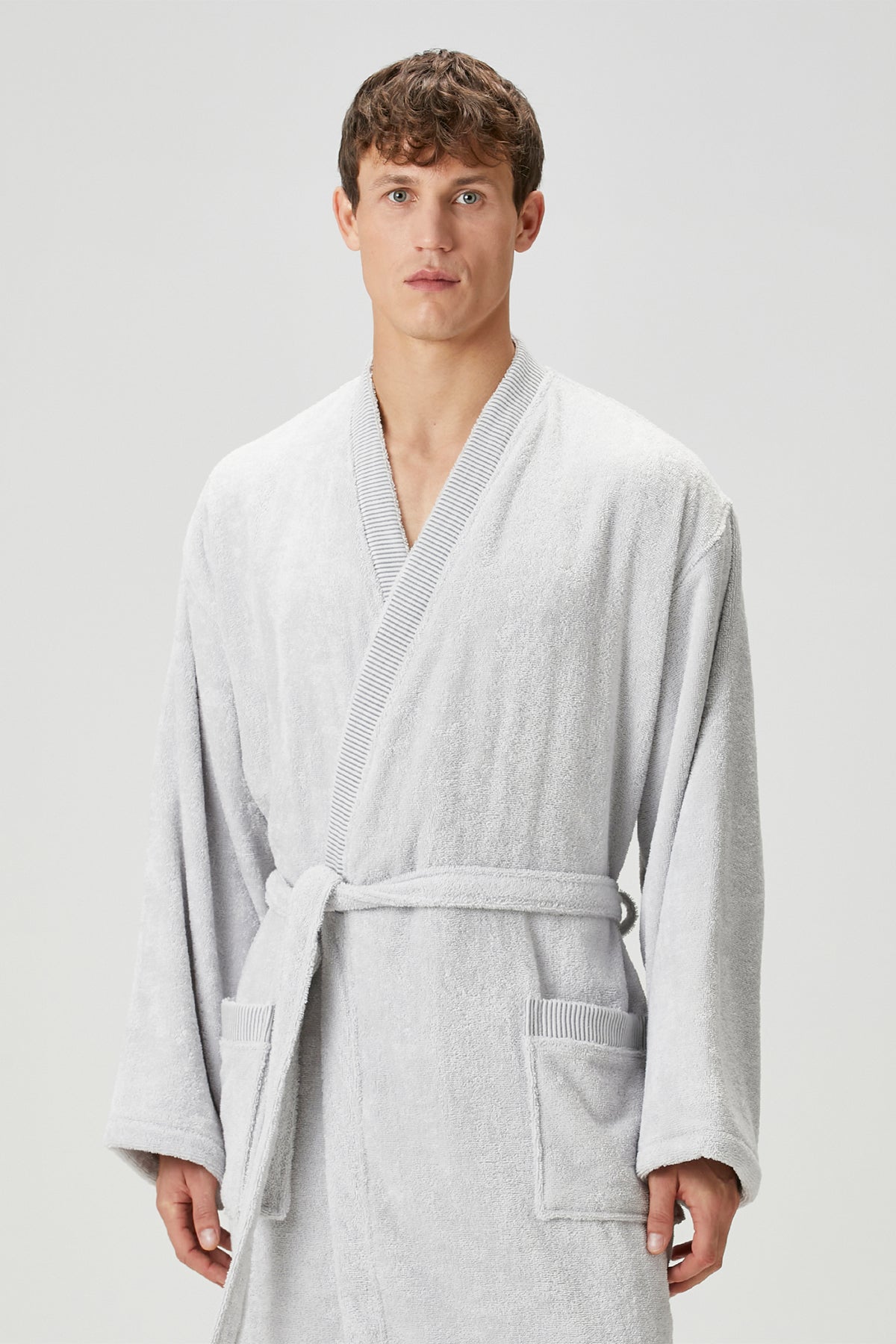 İRYA-Marble %100 Pamuk Erkek Bornoz Gri-Bornoz-2-Milagron.com