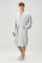 İRYA-Marble %100 Pamuk Erkek Bornoz Gri-Bornoz-3-Milagron.com