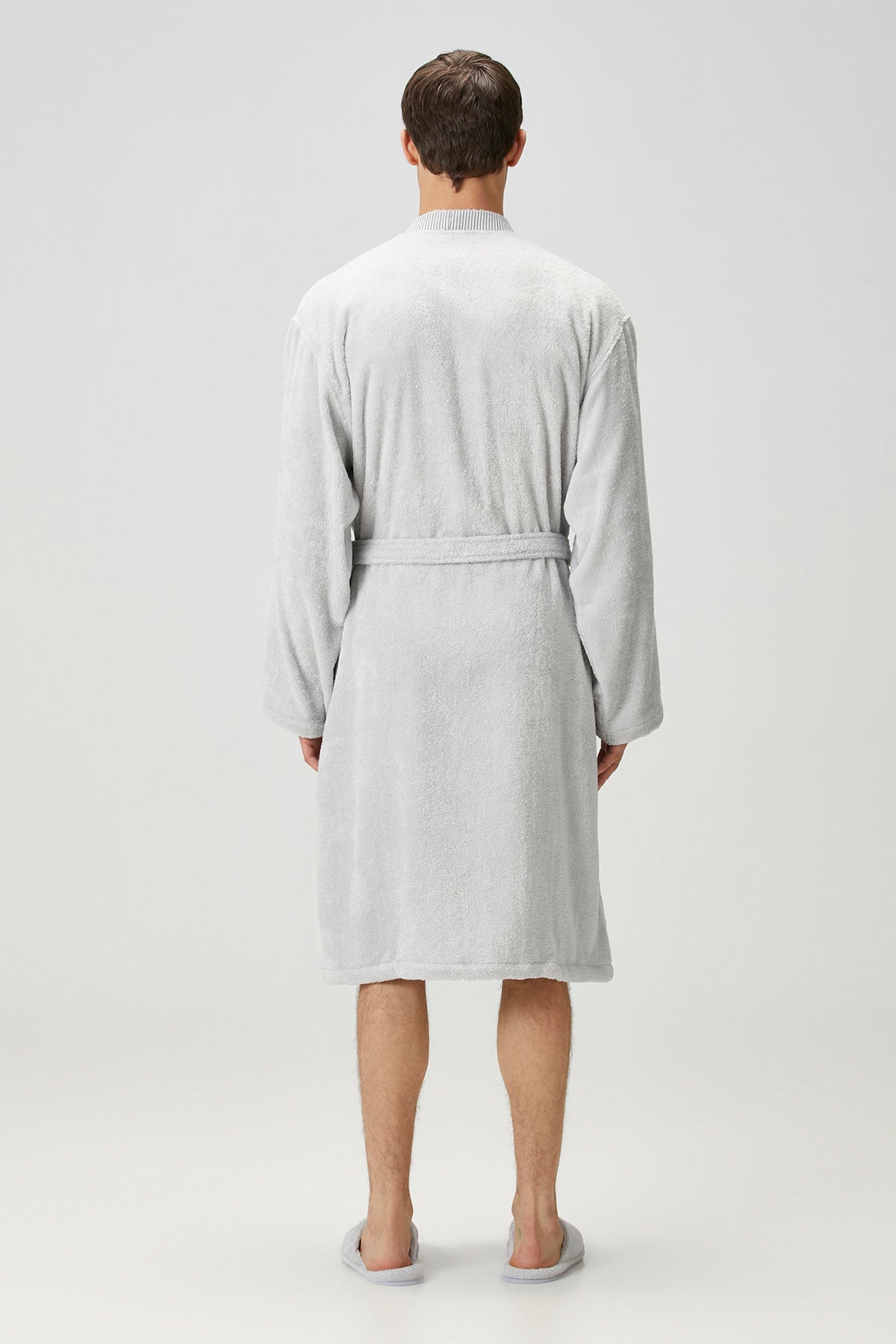İRYA-Marble %100 Pamuk Erkek Bornoz Gri-Bornoz-5-Milagron.com