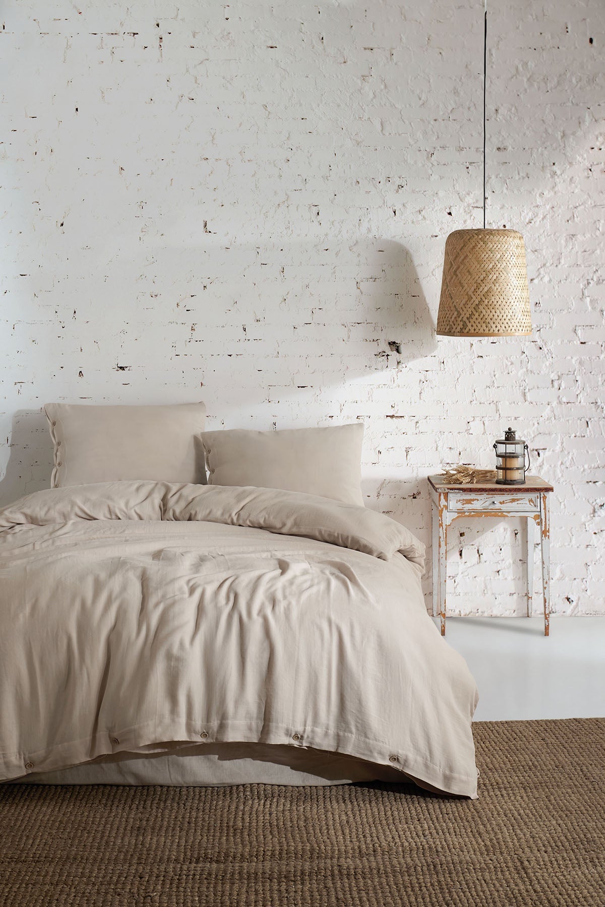 Irya-Marla 5 Parça çift Kişilik Müslin Nevresim Takımı Bej-Nevresim Takımı-1-Milagron.com