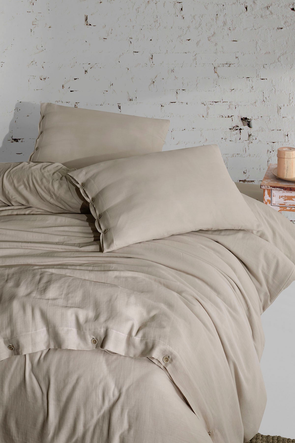 Irya-Marla 5 Parça çift Kişilik Müslin Nevresim Takımı Bej-Nevresim Takımı-2-Milagron.com