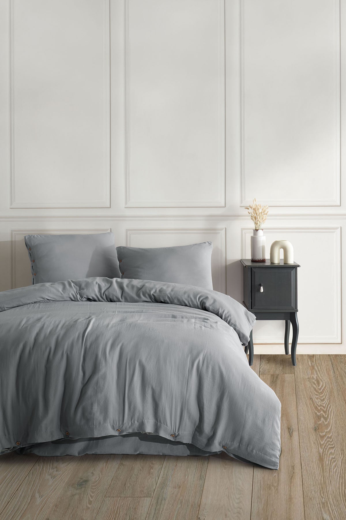 Irya-Marla 5 Parça çift Kişilik Müslin Nevresim Takımı Gri-Nevresim Takımı-1-Milagron.com