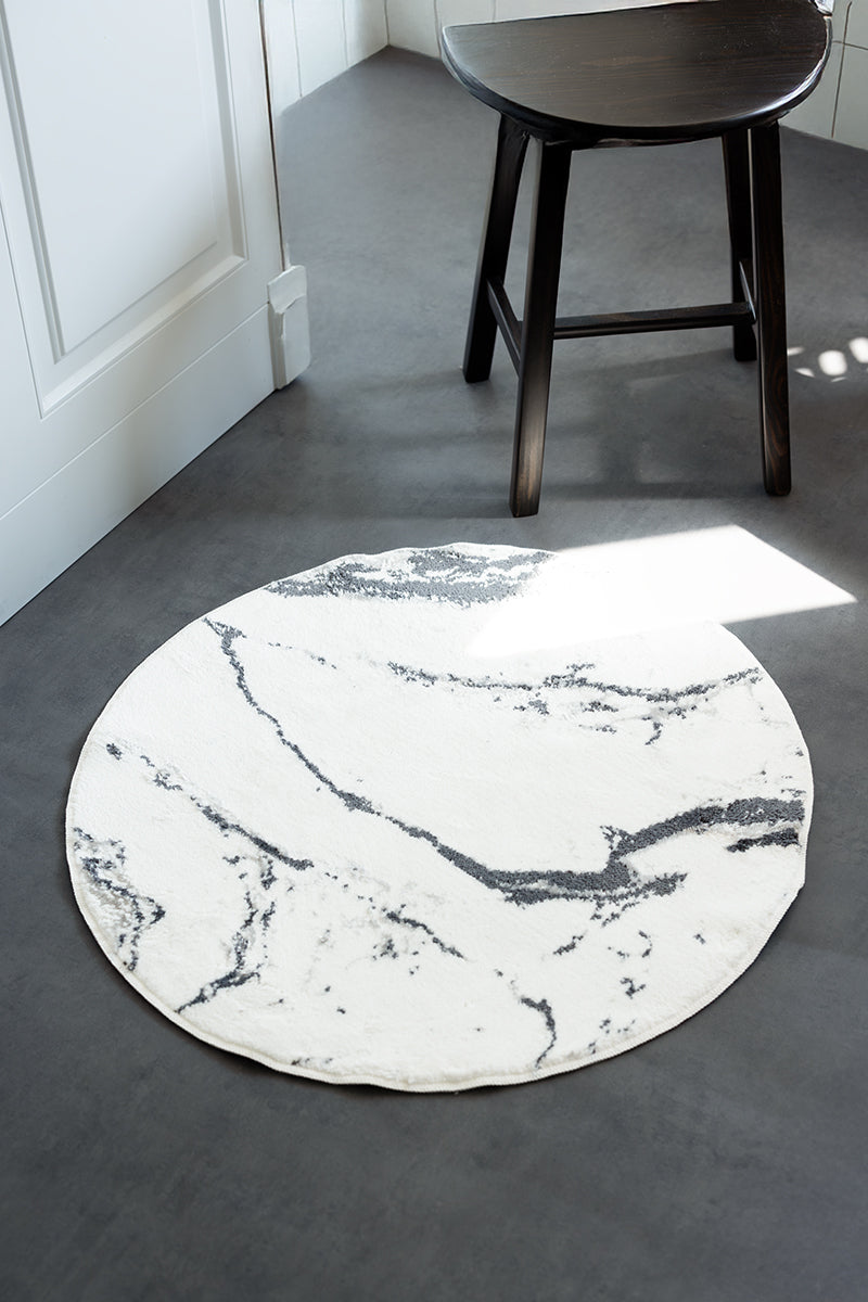 Irya-Marmera Yuvarlak Banyo Paspası 70x70 Koyu Gri-Paspas-1-Milagron.com