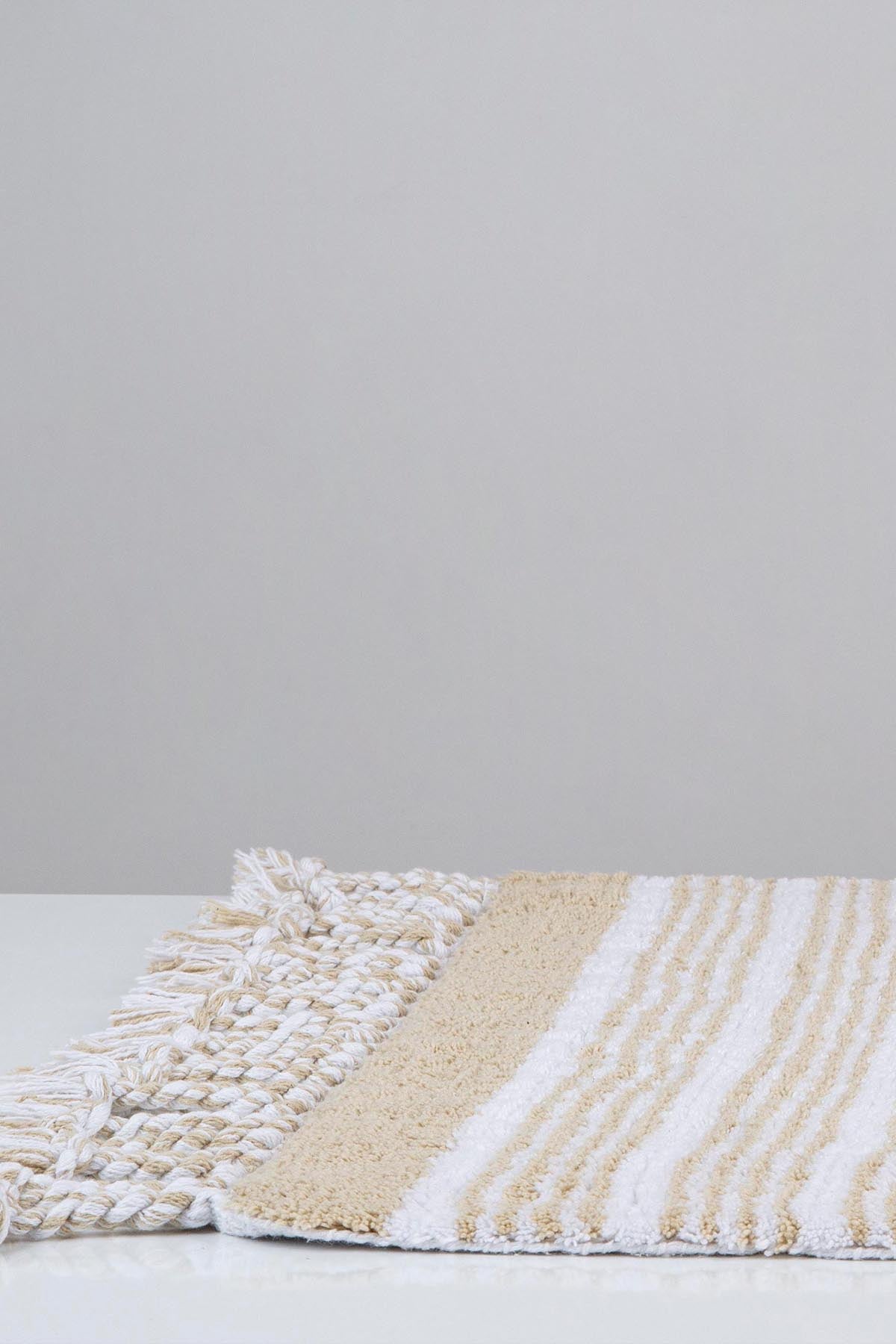 Irya-Martil Tekli Banyo Paspası %100 Pamuk 70x110 Bej-Paspas-6-Milagron.com