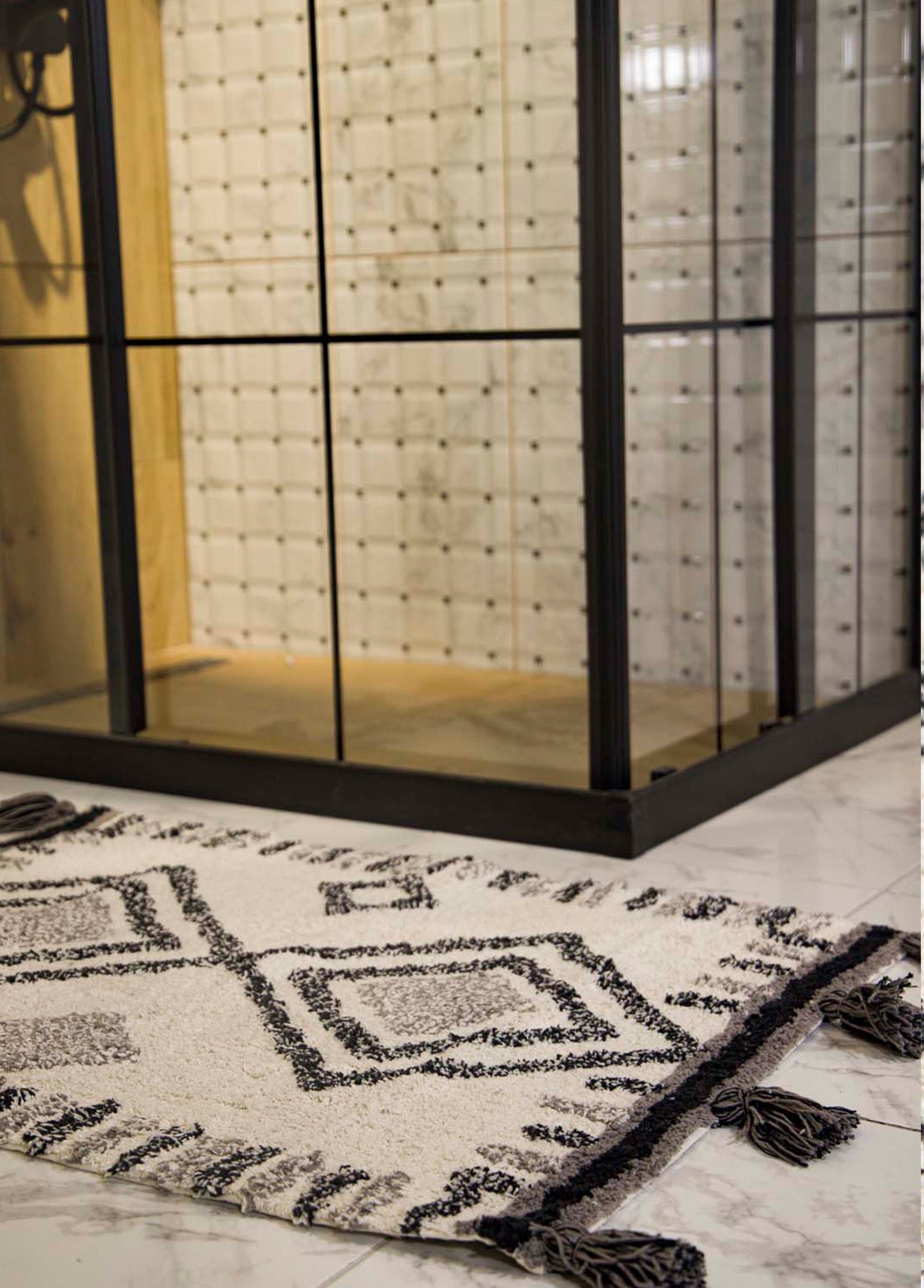 Irya-Martina Tekli Banyo Paspası %100 Pamuk 60x90 Gri-Paspas-4-Milagron.com