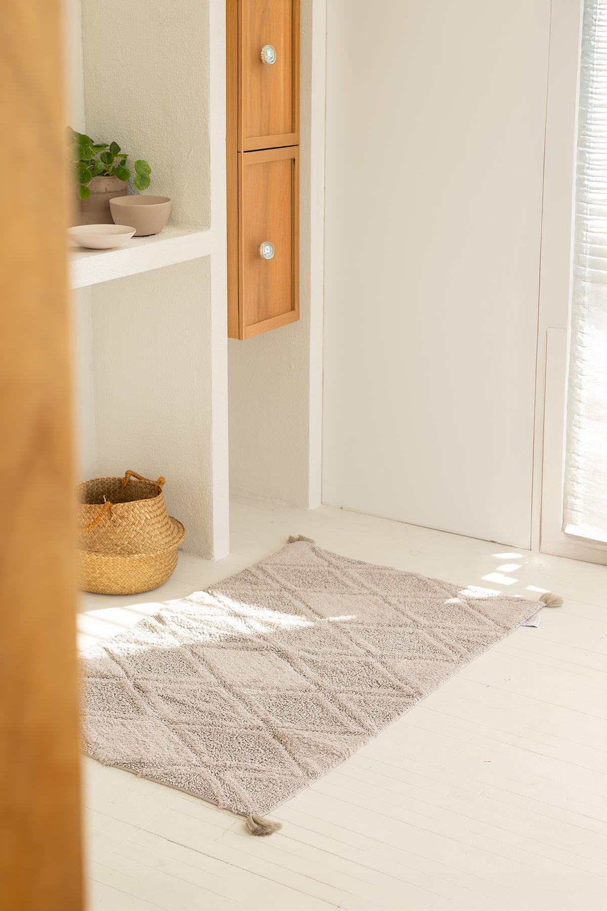 İRYA-Maxi Tekli Banyo Paspası %100 Pamuk 70x110 Bej-Banyo Paspası-1-Milagron.com