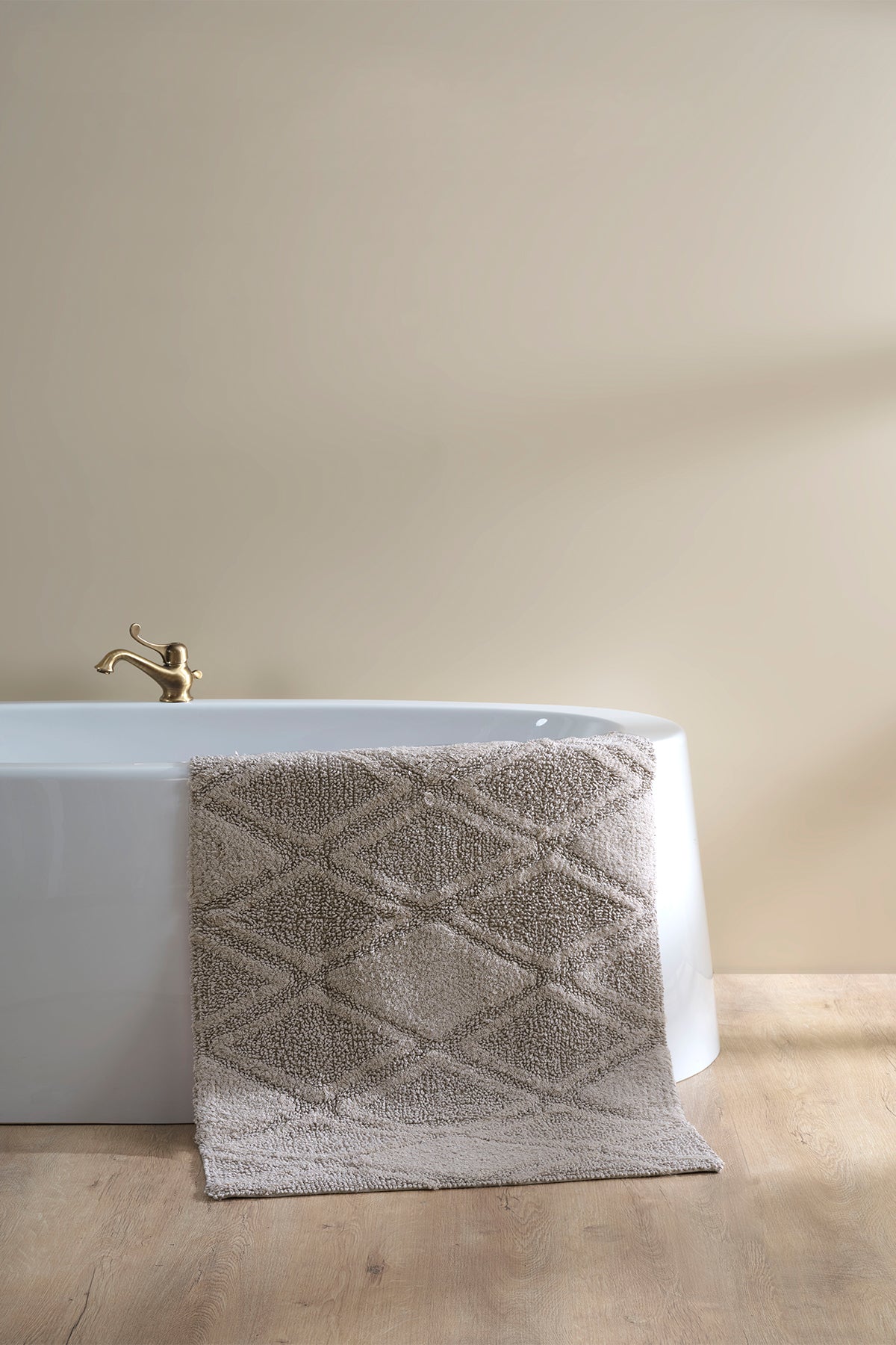 Irya-Maxi Tekli Banyo Paspası %100 Pamuk 70x110 Bej-Paspas-1-Milagron.com