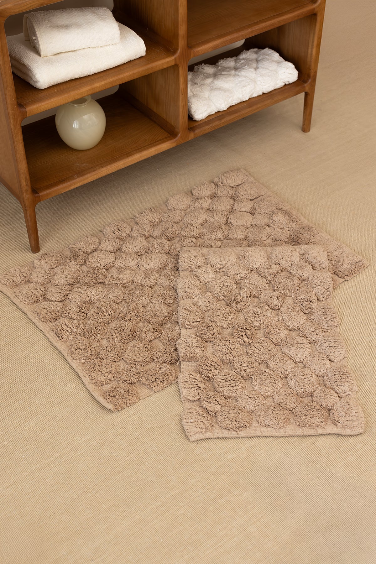 Irya-Mellow 2’li Takım Banyo Paspası %100 Pamuk 40x60 + 60x90 Bej-Paspas-1-Milagron.com