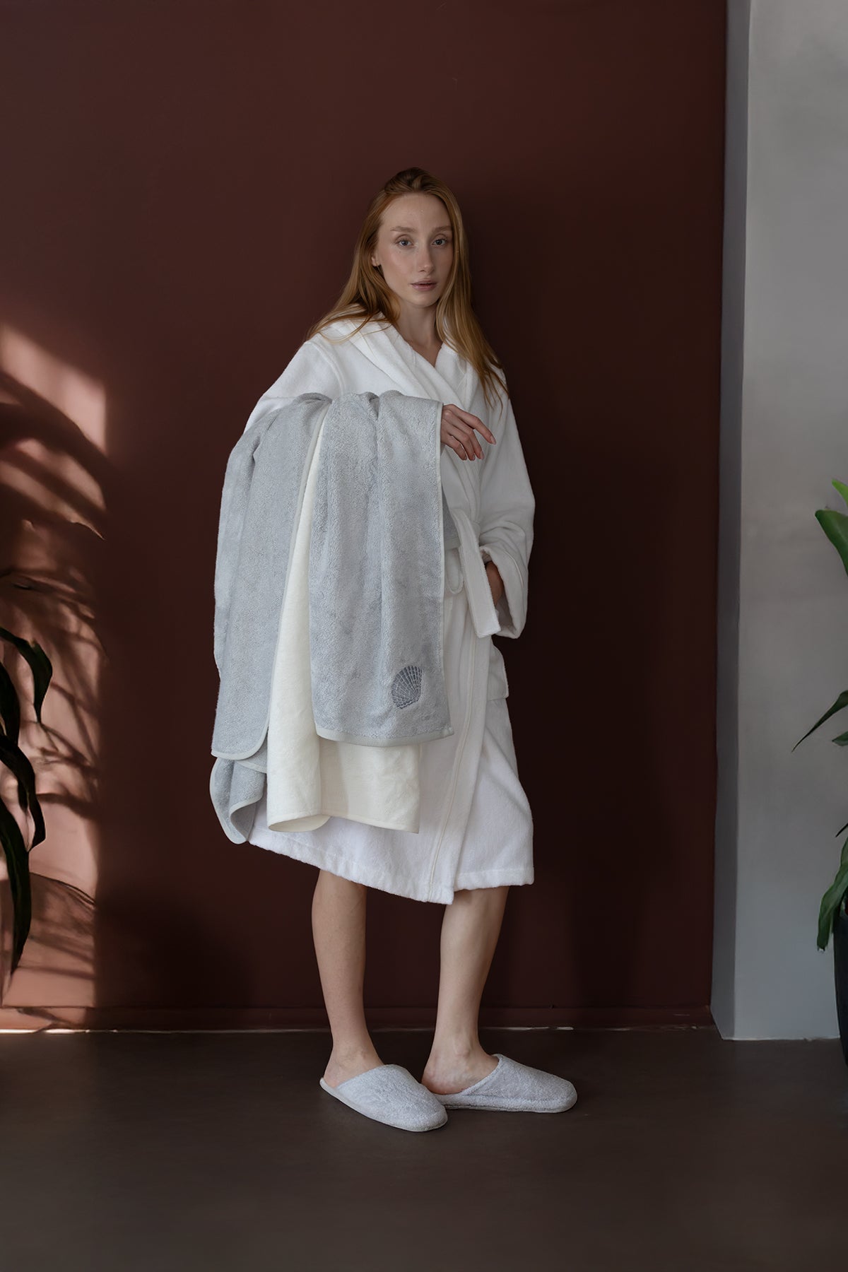 İrya-Miro %100 Pamuk Kadın Bornoz Ekru-Bornoz-1-Milagron.com