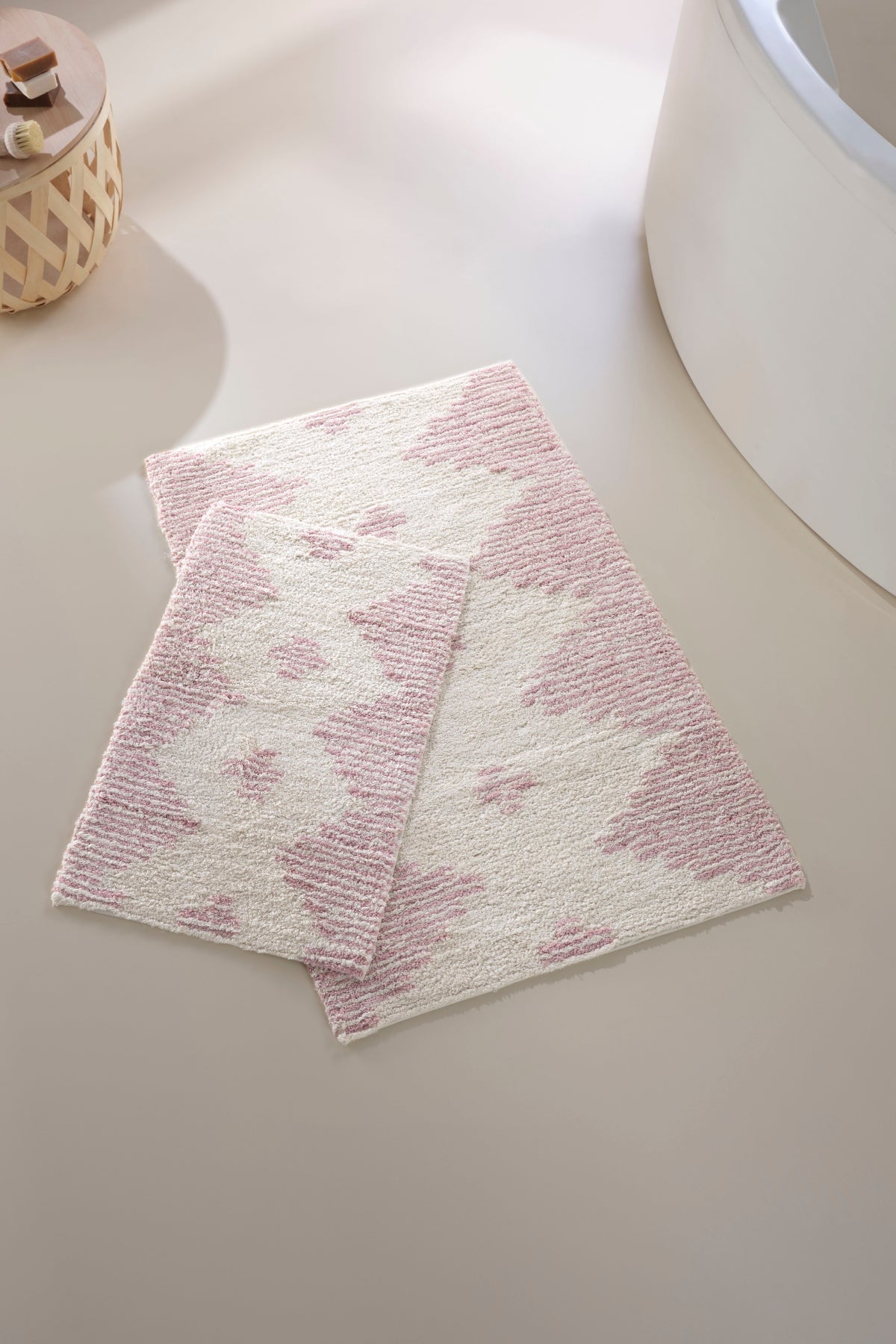 Irya-Mistic 2’li Takım Banyo Paspası %100 Pamuk 40x60 + 60x90 Pembe-Paspas-1-Milagron.com