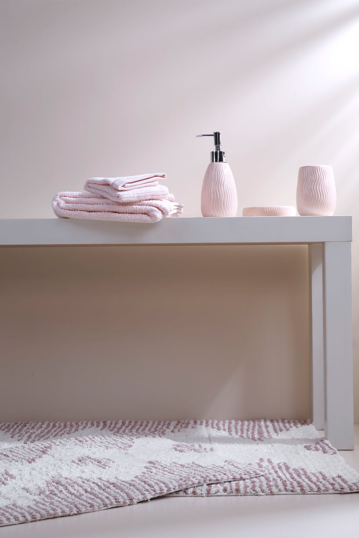 Irya-Mistic 2’li Takım Banyo Paspası %100 Pamuk 40x60 + 60x90 Pembe-Paspas-3-Milagron.com