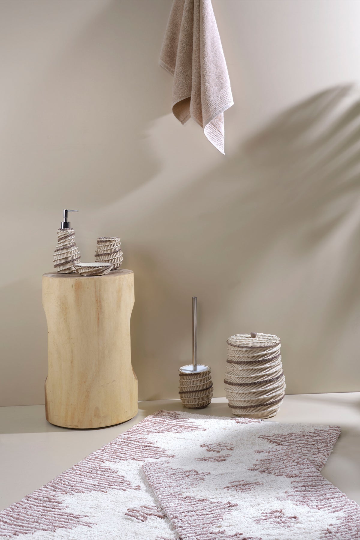 Irya-Mistic 2’li Takım Banyo Paspası %100 Pamuk 40x60 + 60x90 Pembe-Paspas-4-Milagron.com