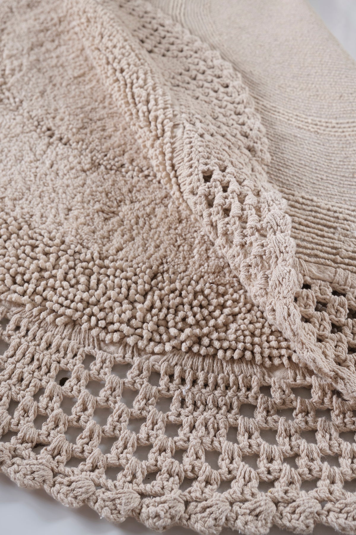 Irya-Moon Yuvarlak Banyo Paspası %100 Pamuk 120x120 Bej-Paspas-6-Milagron.com