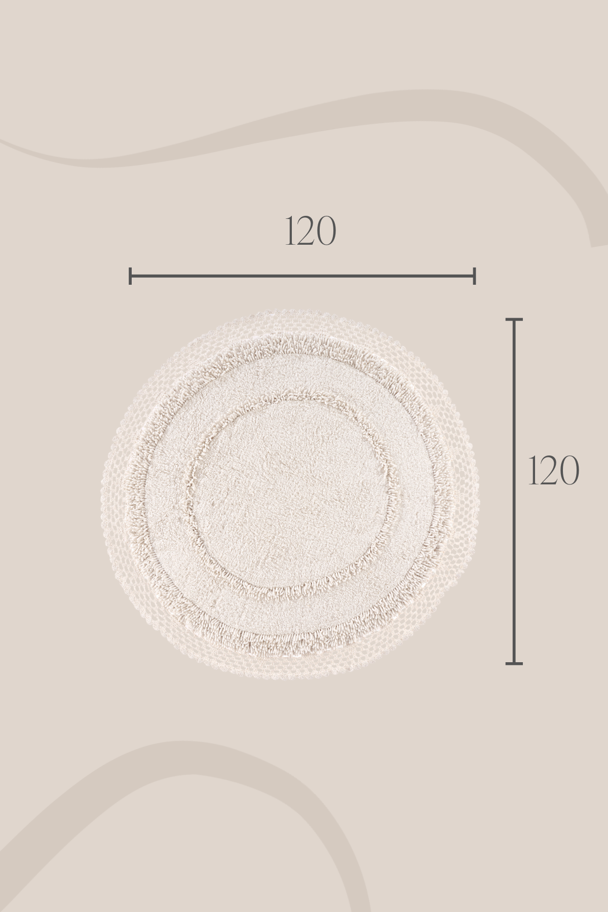 Irya-Moon Yuvarlak Banyo Paspası %100 Pamuk 120x120 Ekru-Paspas-3-Milagron.com