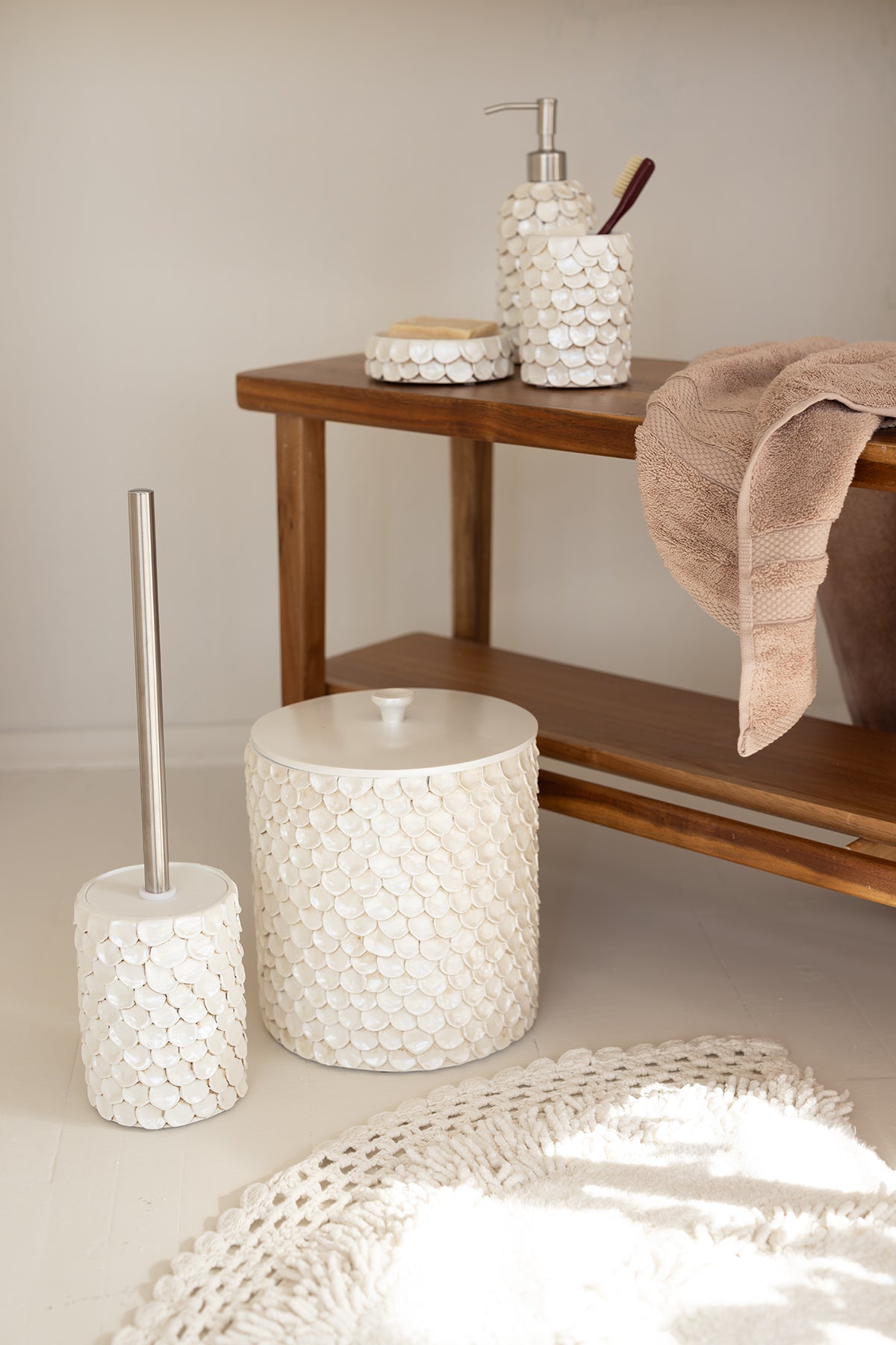 Irya-Moon Yuvarlak Banyo Paspası %100 Pamuk 120x120 Ekru-Paspas-6-Milagron.com