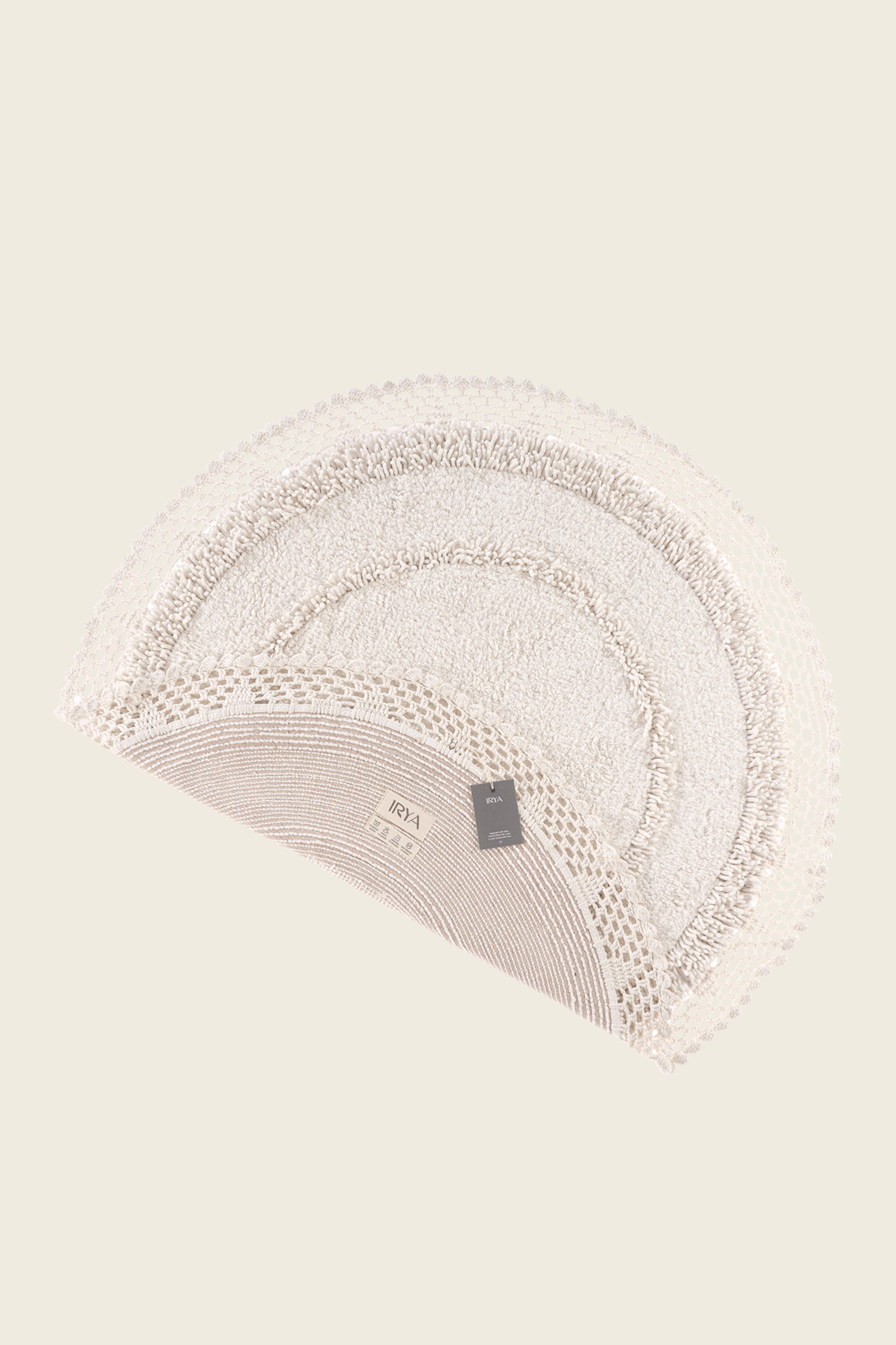 Irya-Moon Yuvarlak Banyo Paspası %100 Pamuk 120x120 Ekru-Paspas-8-Milagron.com