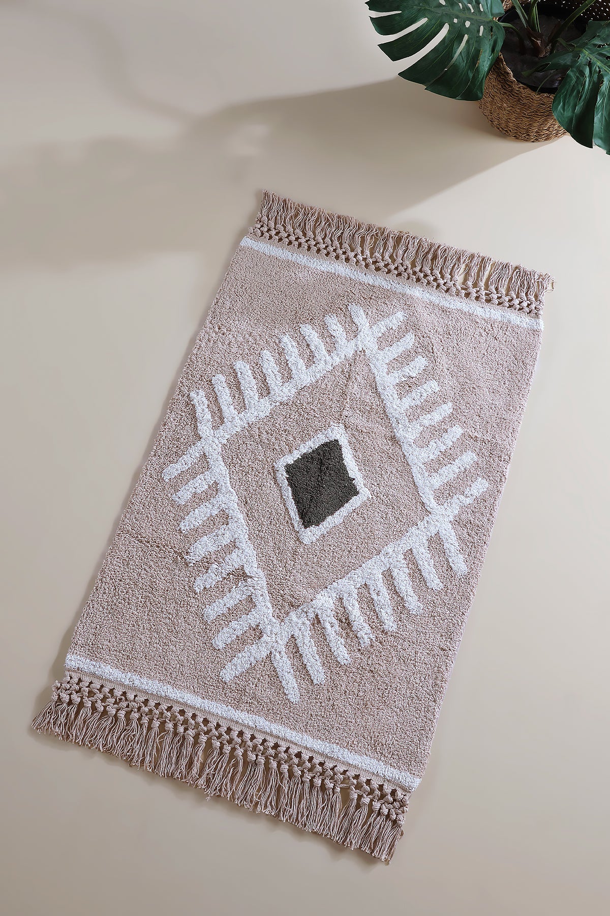 Irya-Nell Tekli Banyo Paspası %100 Pamuk 60x90 Gri-Paspas-1-Milagron.com