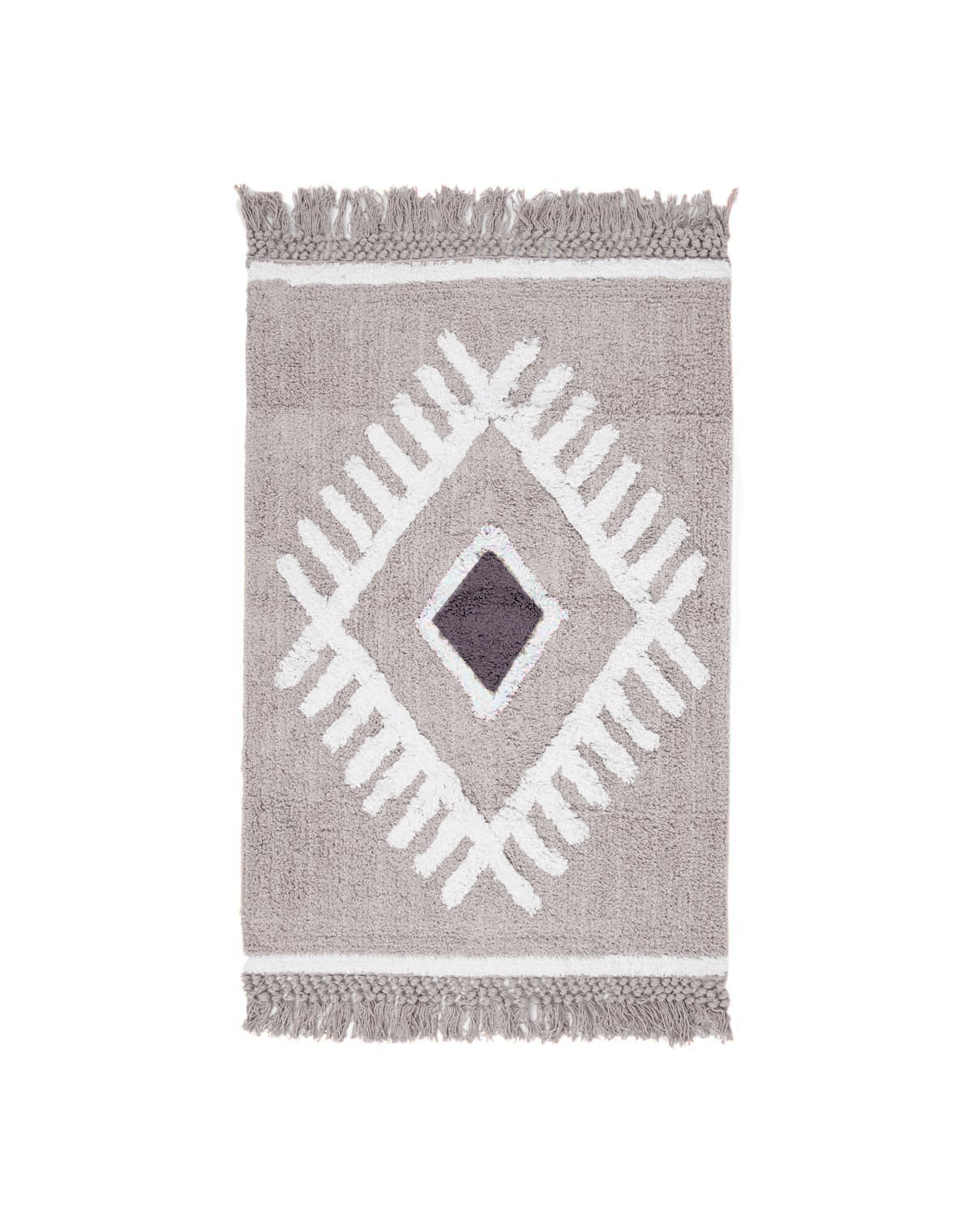 Irya-Nell Tekli Banyo Paspası %100 Pamuk 60x90 Gri-Paspas-2-Milagron.com