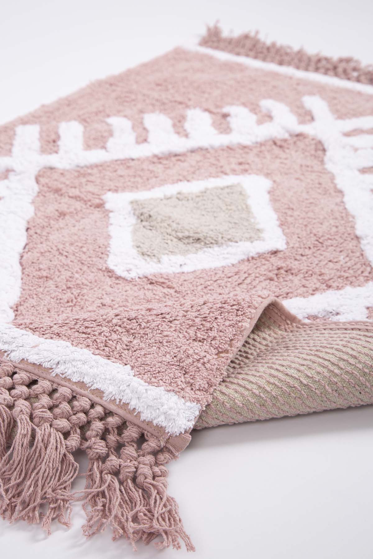 Irya-Nell Tekli Banyo Paspası %100 Pamuk 60x90 Pembe-Paspas-5-Milagron.com