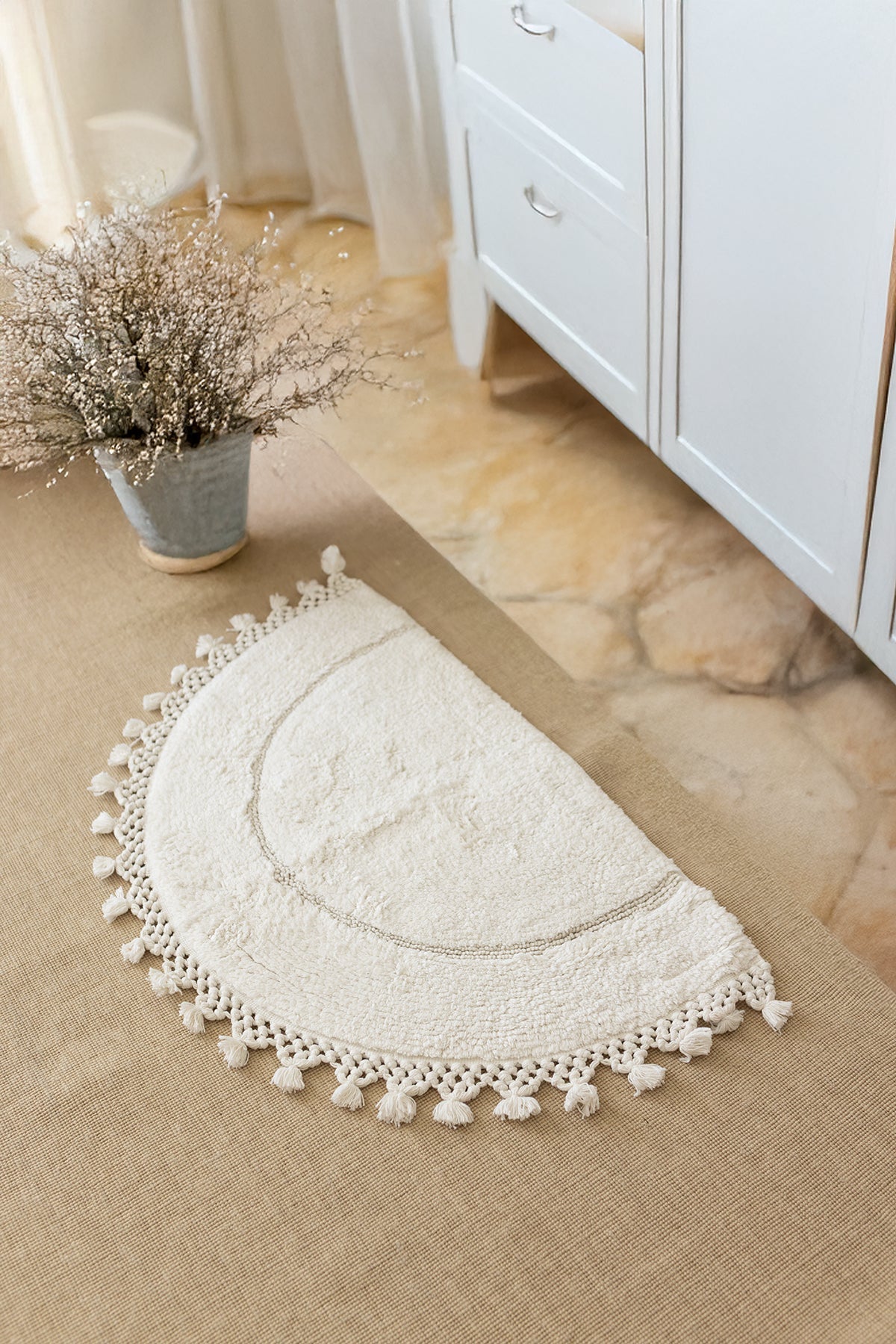 Irya-Nora Tekli Banyo Paspası %100 Pamuk 50x80 Ekru-Paspas-3-Milagron.com