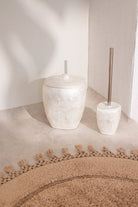 Irya-Nora Yuvarlak Banyo Paspası %100 Pamuk 90x90 Bej-Paspas-5-Milagron.com