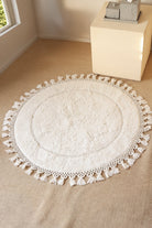 Irya-Nora Yuvarlak Banyo Paspası %100 Pamuk 90x90 Ekru-Paspas-1-Milagron.com