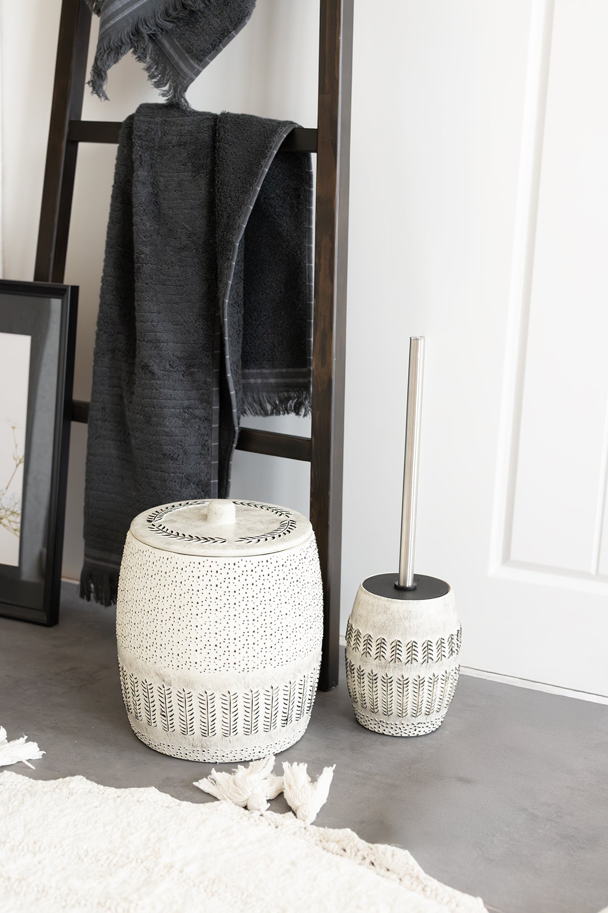 İrya-Olivid Yuvarlak Banyo Paspası %100 Pamuk 100x100 Ekru-Yuvarlak Banyo Paspası-4-Milagron.com