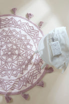 Irya-Pina Yuvarlak Banyo Paspası %100 Pamuk 100x100 Pembe-Paspas-7-Milagron.com