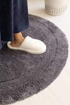 İrya-Puffed Yuvarlak Banyo Paspası %100 Pamuk 100x100 Antrasit-Banyo Paspası-5-Milagron.com