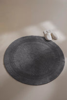 İrya-Puffed Yuvarlak Banyo Paspası %100 Pamuk 100x100 Antrasit-Banyo Paspası-8-Milagron.com