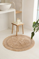 İrya-Puffed Yuvarlak Banyo Paspası %100 Pamuk 100x100 Bej-Banyo Paspası-1-Milagron.com