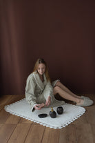 İrya-Rona Tekli Banyo Paspası Gri %100 Pamuk 70x110 Ekru-Tekli Banyo Paspası-3-Milagron.com