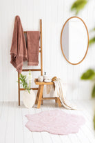 Irya-Rosalinda Tekli Banyo Paspası %100 Pamuk 90x90 Pembe-Paspas-1-Milagron.com