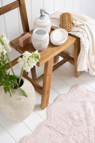 Irya-Rosalinda Tekli Banyo Paspası %100 Pamuk 90x90 Pembe-Paspas-3-Milagron.com