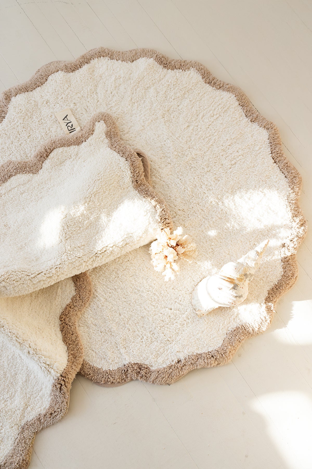 İrya-Scallop Tekli Banyo Paspası Bambu 60x100 Bej-Banyo Paspası-3-Milagron.com