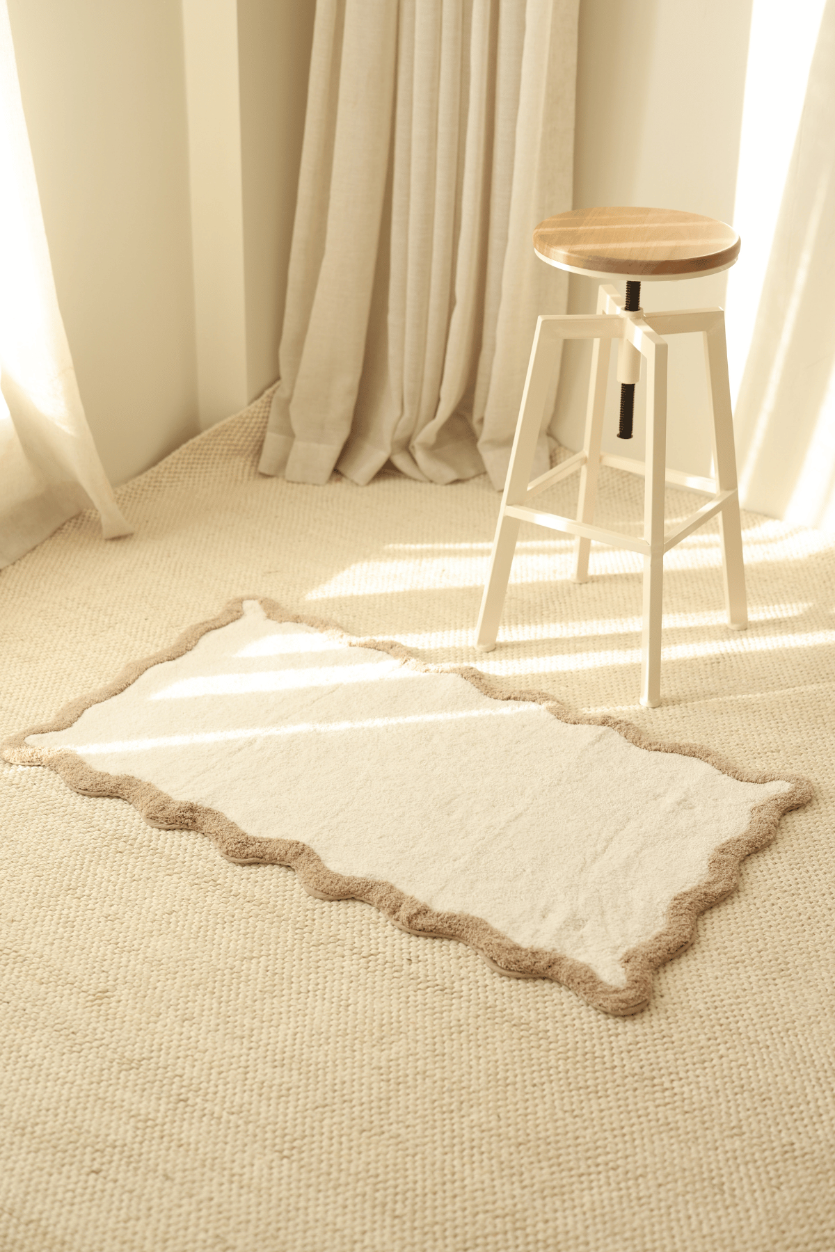 İrya-Scallop Tekli Banyo Paspası Bambu 60x100 Bej-Banyo Paspası-4-Milagron.com