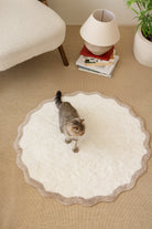 İrya-Scallop Yuvarlak Banyo Paspası Bambu 90x90 Bej-Banyo Paspası-2-Milagron.com