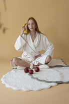 İrya-Scallop Yuvarlak Banyo Paspası Bambu 90x90 Ekru-Bambu Banyo Paspası-3-Milagron.com