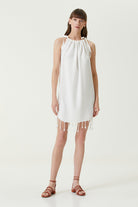 Irya-Serene Büzgülü Plaj Elbisesi Kahve Örgü Ajur-Elbise-1-Milagron.com