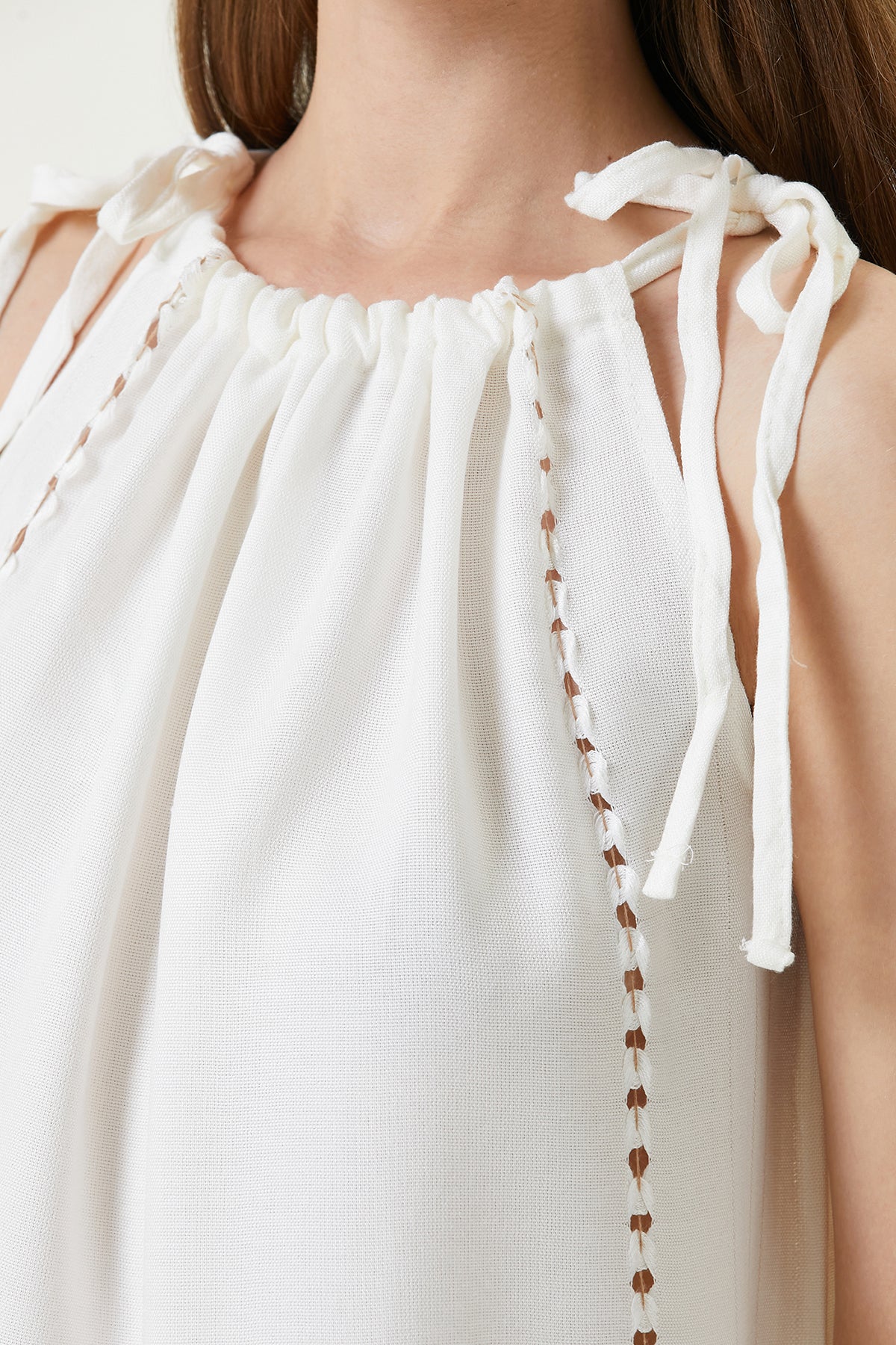 Irya-Serene Büzgülü Plaj Elbisesi Kahve Örgü Ajur-Elbise-2-Milagron.com