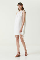 Irya-Serene Büzgülü Plaj Elbisesi Kahve Örgü Ajur-Elbise-3-Milagron.com